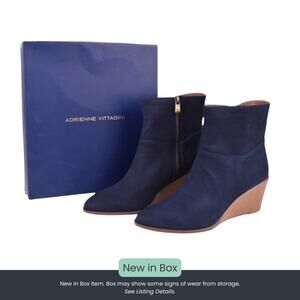 Adrienne Vittadini Vito Women's Wedge Ankle Boot – Navy Suede – Size 8.5M